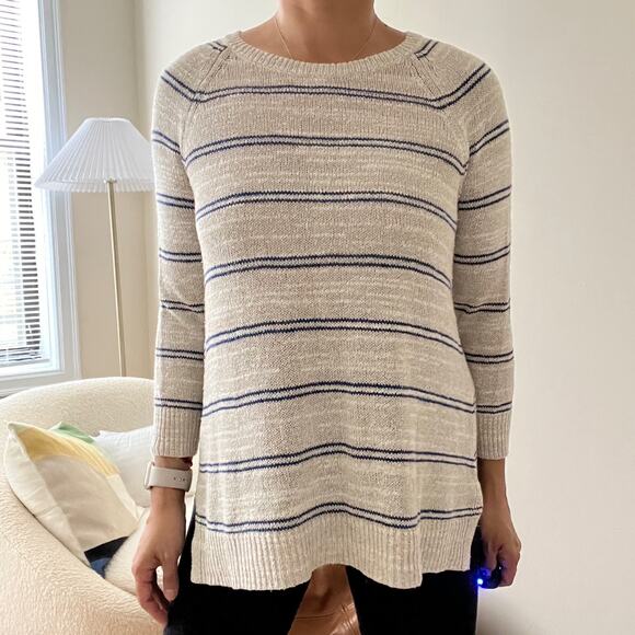 Madewell Crewneck Cabin Stripe Linen Silk Blend Knit Sweater Size S - Picture 8 of 14